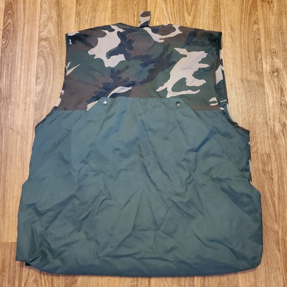 Vintage Hunting Vest Men XL Green Camouflage Zip Game Bag Shell Loops Afield - Picture 4 of 8